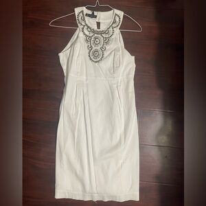 INC International Concepts White Midi Dress with Silver Embellishments